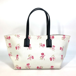 LOEWE Tote Bag Canvas / leather white Flower pattern Shoulder Bag Wome