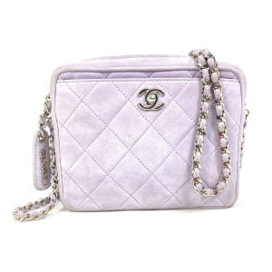 CHANEL Shoulder Bag suede purple CC COCO Mark Crossbody Mini matrasse 
