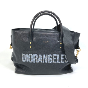 Christian Dior Tote Bag leather black DIORANGELS Shoulder Bag Shoulder