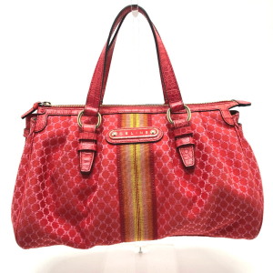 CELINE Handbag Canvas / leather Red type Macadam Women Used Authentic