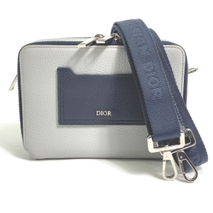 Dior Shoulder Bag leather gray logo 2PUBC120GBC H07E mens Used Authent
