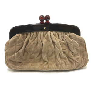 CHANEL Pouch suede Brown CC COCO Mark Gamaguchi Women Used Authentic
