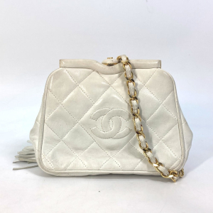 CHANEL Waist bag lambskin white COCO Mark CC Matrasse quilting Women U