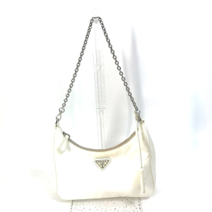 PRADA Shoulder Bag 1BH204 Nylon white Triangle logo plate Re-Edition 2