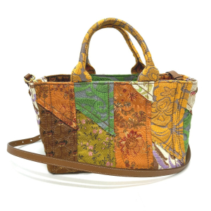 PRADA Tote Bag BN249 canvas multicolor Triangle logo Women Used Authen