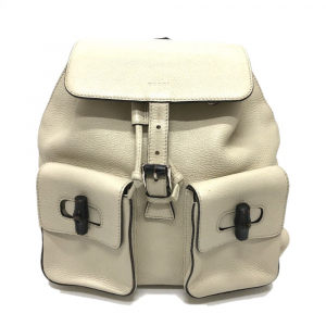 GUCCI Backpack 370833 leather White type Bamboo Backpack Women Used Au