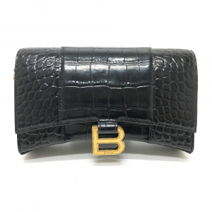 BALENCIAGA Shoulder Bag 656050 leather black B logo Hour glass Women U