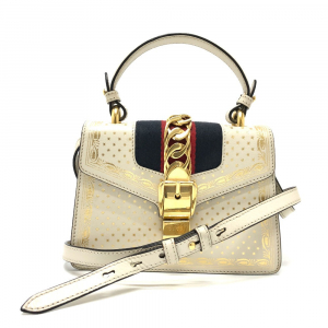 GUCCI Shoulder Bag 470270 leather white Silvi
