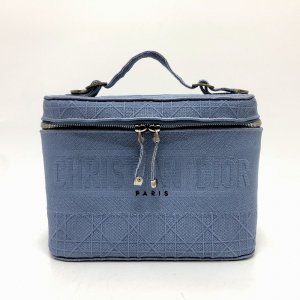 Dior Vanity bag canvas blue Canage Women Used Authentic
