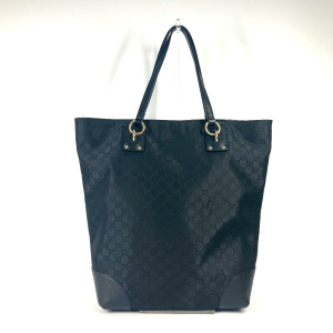 GUCCI Tote Bag 353702 Nylon / leather black GG Women Used Authentic