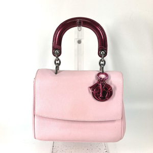 Dior Handbag Leather / enamel Metallic pink Beadior Women Used Authent