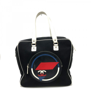 CHANEL Shoulder Bag canvas black Airline CC COCO Mark