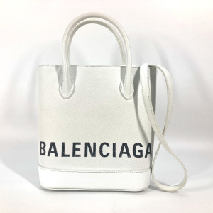 BALENCIAGA Shoulder Bag 596159 leather white logo Ville XXS Women Used