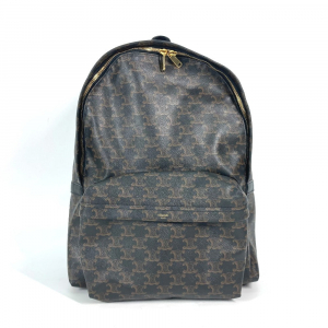CELINE Backpack leather Brown Bag Triomphe Women Used Authentic