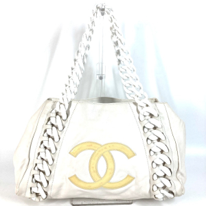 CHANEL Shoulder Bag leather white Shoulder Decacoco CC COCO Mark Women