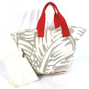 HERMES Shoulder Bag canvas beige With porch Pannier Platge Women Used 