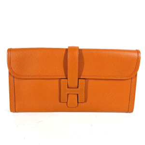 HERMES Clutch bag Epsom Orange Bag H logo Jige Elan 29 Women Used Auth
