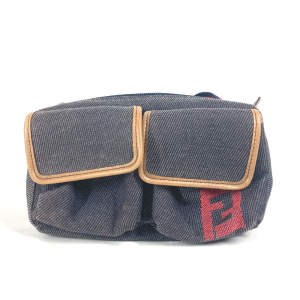FENDI Sling bag Leather / canvas blue Denim Rainbow logo FF Women Used