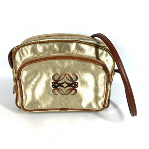 LOEWE Shoulder Bag Leather, Canvas gold vintage anagram