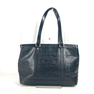 CELINE Shoulder Bag leather black Total logo Women Used Authentic