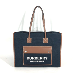 BURBERRY Shoulder Bag 8055747 Leather / canvas black logo FREYA TOTE W