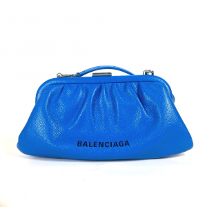 BALENCIAGA Clutch bag 618895 leather blue Cloud XS logo Cloud Women Us