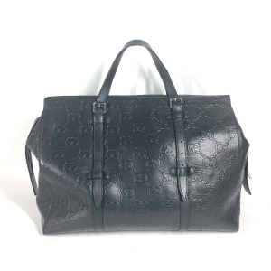 GUCCI Tote Bag 625772 leather black Shoulder Bag Boston Duffel bag GG 