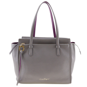 Salvatore Ferragamo Tote Bag 21F216 leather gray Amy Women Used Authen