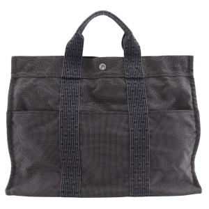HERMES Tote Bag Nylon canvas gray Her LineMM mens(Unisex) Used Authent