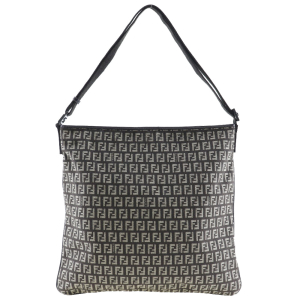 FENDI Shoulder Bag canvas Brown Zucchino one belt Women Used Authentic