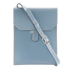 HERMES Shoulder Bag Courchevel light blue Amery