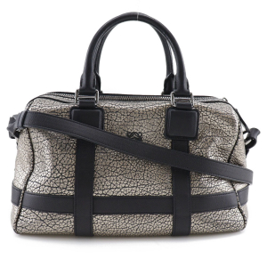 LOEWE Handbag Calfskin Black, Silver Mini Boston 2WAYShoulder Women Us