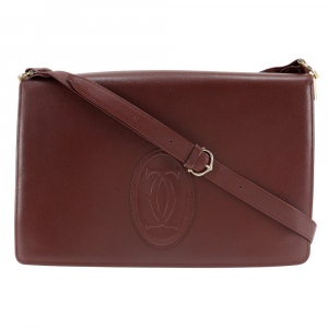 CARTIER Shoulder Bag Calfskin Bordeaux Must Line Women Used Authentic