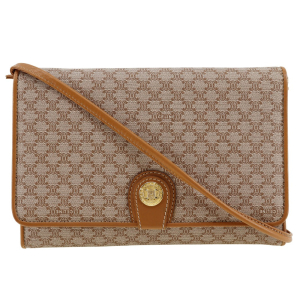 CELINE Shoulder Bag PVC, Leather beige 2-way clutch Macadam Old Celine