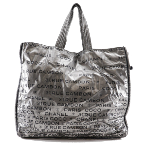 CHANEL Tote Bag A46113 Nylon Silver logo COCO Mark Unlimited Women Use