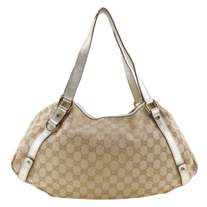 GUCCI Tote Bag 130736 GG canvas beige Women Used Authentic