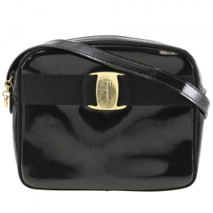 Salvatore Ferragamo Shoulder Bag D213096 enamel black Vala Women Used 