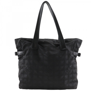 CHANEL Tote Bag Nylon canvas black New travel line Tote GM Women Used 