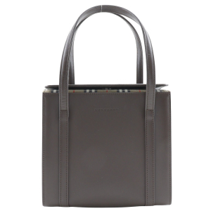 BURBERRY Handbag Calfskin Brown Nova Check box Women Used Authentic