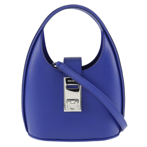 Salvatore Ferragamo Handbag Calfskin Blue 2WAYShoulder Gancini Hobo Mi
