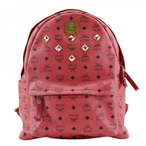 MCM Backpack MWK1 SVE02 PVC pink Studs Logogram