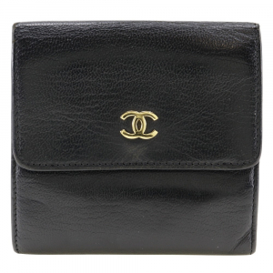 CHANEL Bifold Wallet A13456 Calfskin black W Hook Wallet COCO Mark