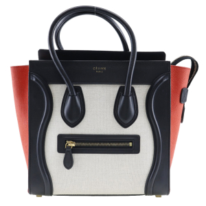CELINE Handbag 167792 Calfskin, Canvas black Tricolor Micro shopper Lu