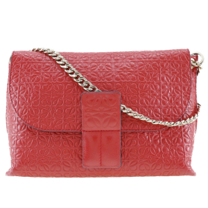 LOEWE Shoulder Bag Calfskin Red ChainShoulder Repeat anagram Avenue Wo