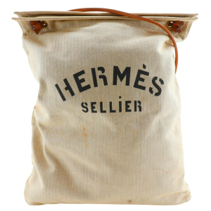 HERMES Shoulder Bag canvas beige Alain GM
