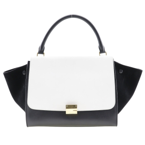 CELINE Handbag 1695430TA Calfskin, suede Black / white medium Trapeze 