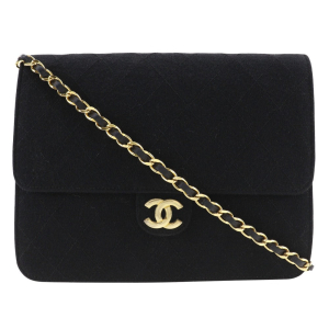 CHANEL Shoulder Bag cotton black Matrasse ChainShoulder Women Used Aut