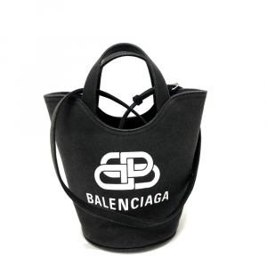 BALENCIAGA Handbag 619979 canvas black Wave XS Women Used Authentic