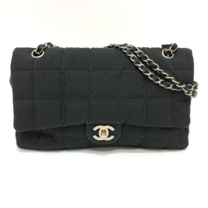 CHANEL Shoulder Bag Nylon black COCO Mark Chocolate bar Women Used Aut