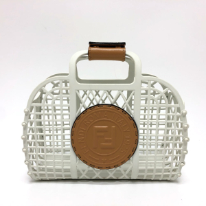 FENDI Handbag 8BH388 rubber leather white Basket small Women Used Auth